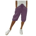 thumbnail image 5 of Puntoco Yoga Pants Women Women'S Solid Color Shorts Casual Women'S Shorts Capris On Clearance Purple 10(XL), 5 of 9