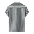 thumbnail image 7 of Hpapadks Mens Summer Shirts Casual Stripe Short Sleeve Stand Button Down Blouses Beach Loose Mens Dress Shirt Black XXXL, 7 of 7