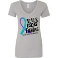 thumbnail image 3 of Inktastic Never Stop Fighting Suicide Prevention Awareness Ribbon Women's V-Neck T-Shirt, 3 of 5