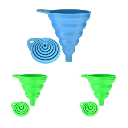 Collapsible Funnel Set, Small Silicone Funnel Folding for Cooking, Water Bottle, Liquids.