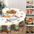 thumbnail image 4 of Autumn Pumpkin Tablecloth Round 60 Inch Maple Leaves Seasonal Washable Thanksgiving Decorative Table Cover for Home Kitchen Party Picnic, 4 of 8