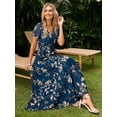 thumbnail image 2 of Vestido largo Simplee Apparel con estampado floral de chifón azul para mujer, 2 of 7