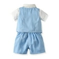 thumbnail image 5 of Jiilone Toddler Boys Outfit Sets Short Sleeve Striped Print Shirts + Vest + Shorts 3 Pieces Children Kids Boys Gentleman Style Outfits Party Clothes, 5 of 8