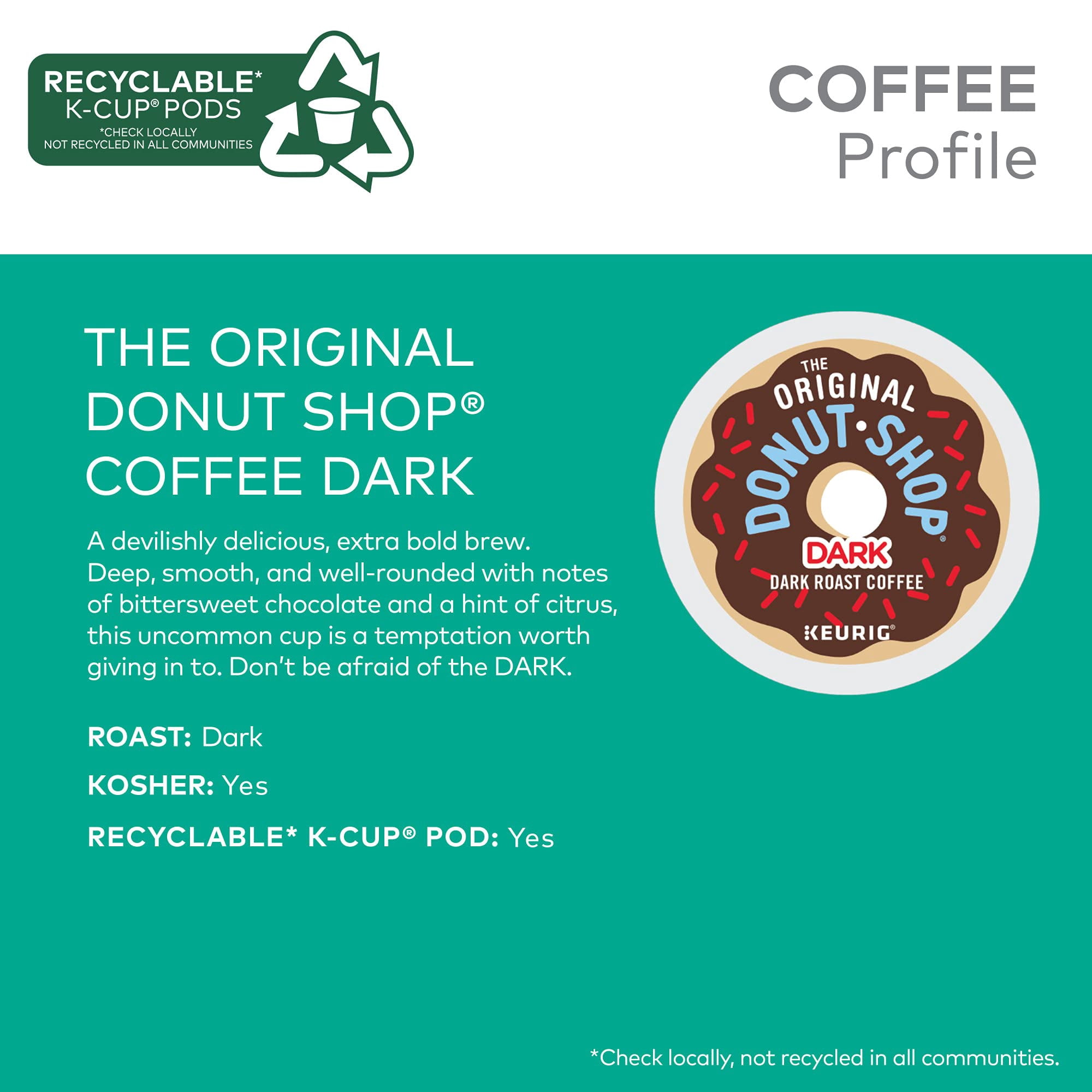 The Original Donut Shop Dark Keurig K-Cup Coffee Pods, Dark Roast, 48ct