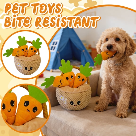 Dog Squeak Toys,Dog Toys,Pet Teething,Plush Self-Entertainment,Dog And Vocal Products,Interactive to Keep Them Busy Best Birthday Gift(Carrot C)