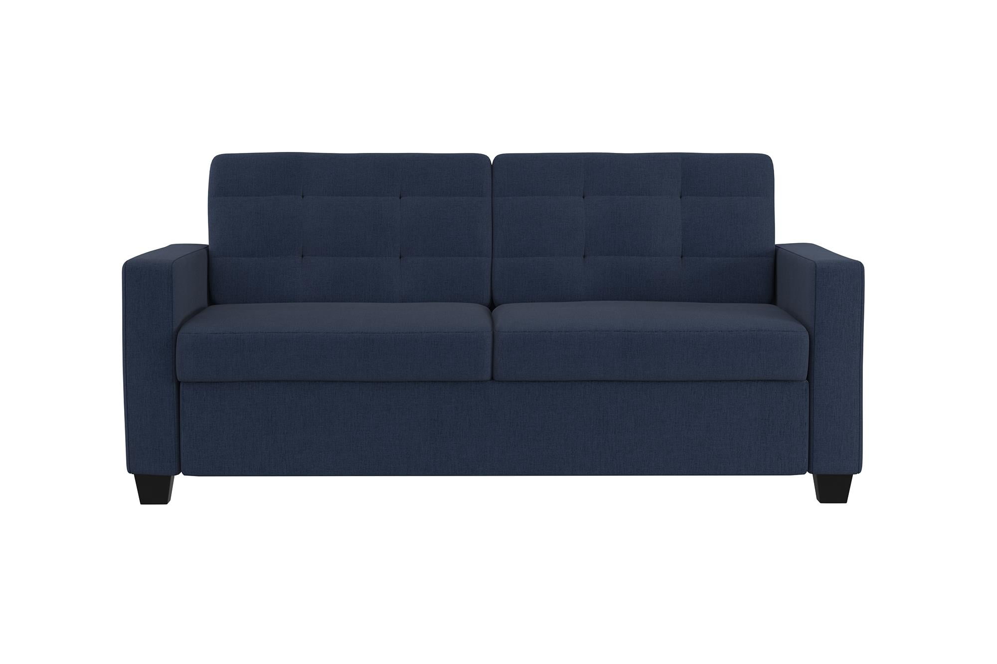 Devon Sleeper Sofa with certified Memory Foam Mattress, Blue Linen, Queen