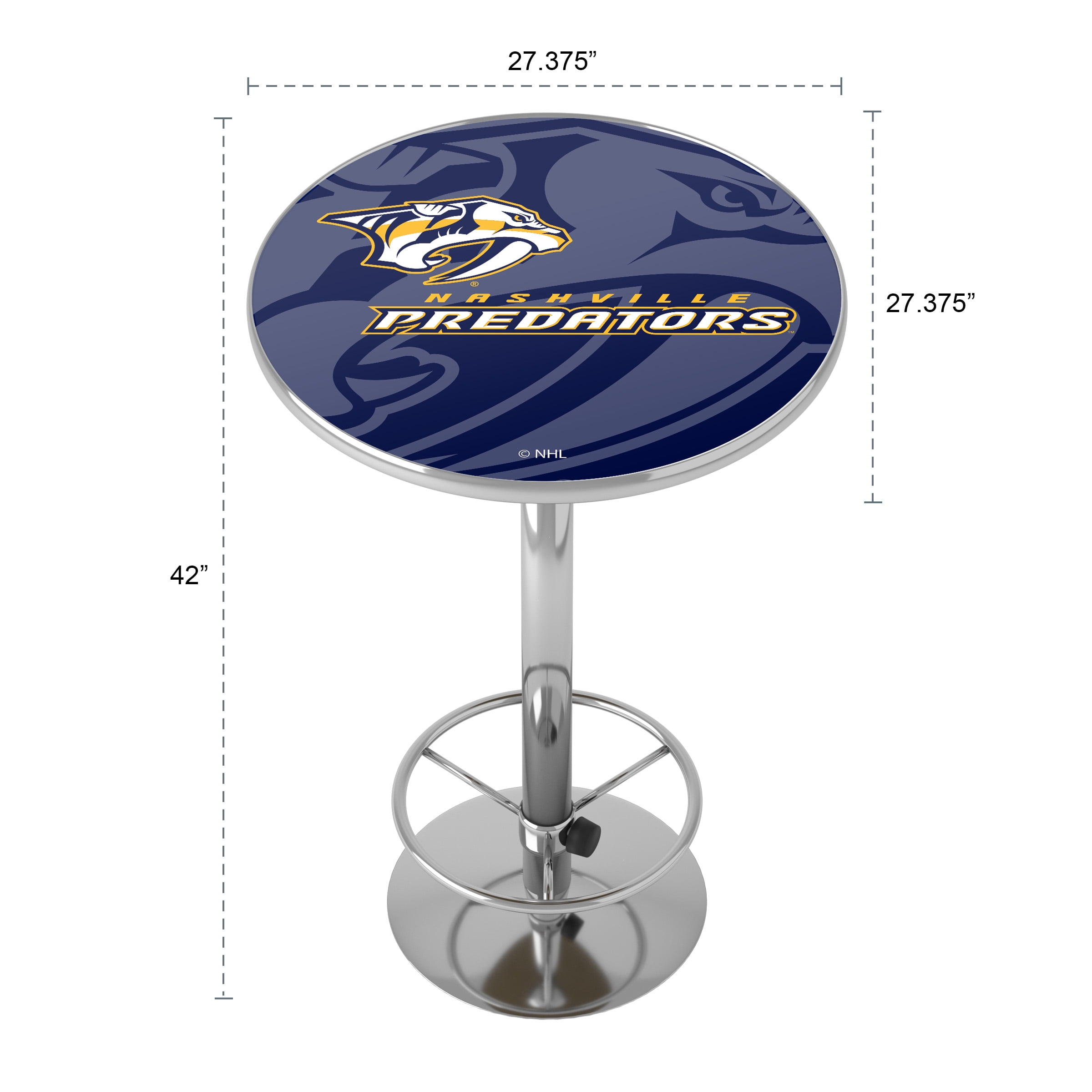 Nashville Predators Watermark Bar Table with Adjustable Footrest and Acrylic Top