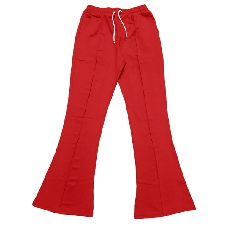 HOWPAY Men Y2K Flared Sweatpants Athletic Casual Loose Fit