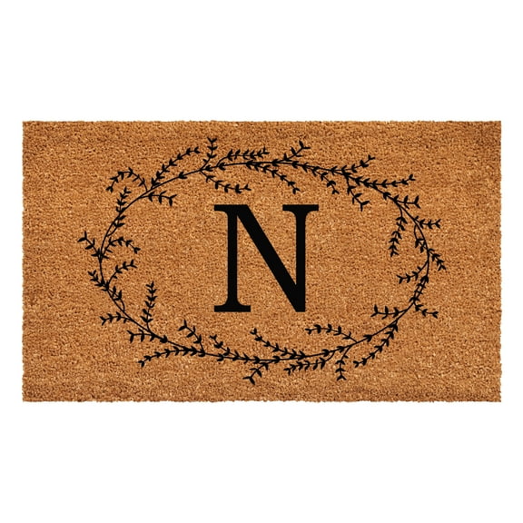 Rustic Leaf Vine Monogrammed Doormat, 24" x 36" (Letter N)