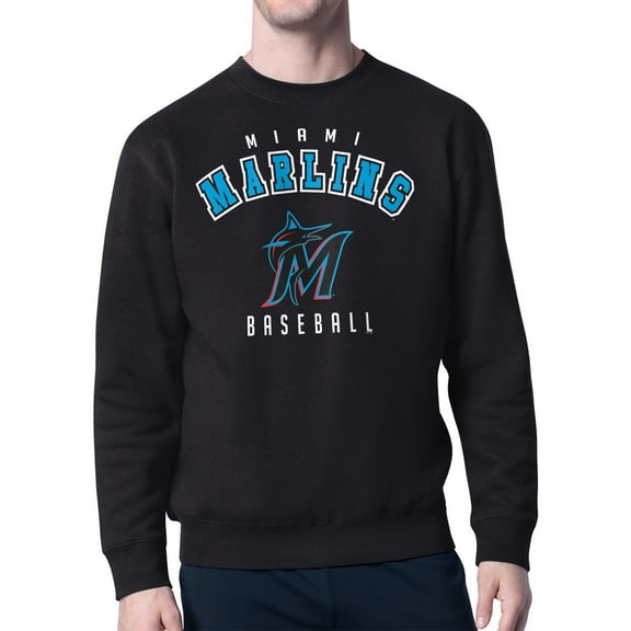 Men's Starter Black Miami Marlins Team Logo Fleece Pullover Sweatshirt