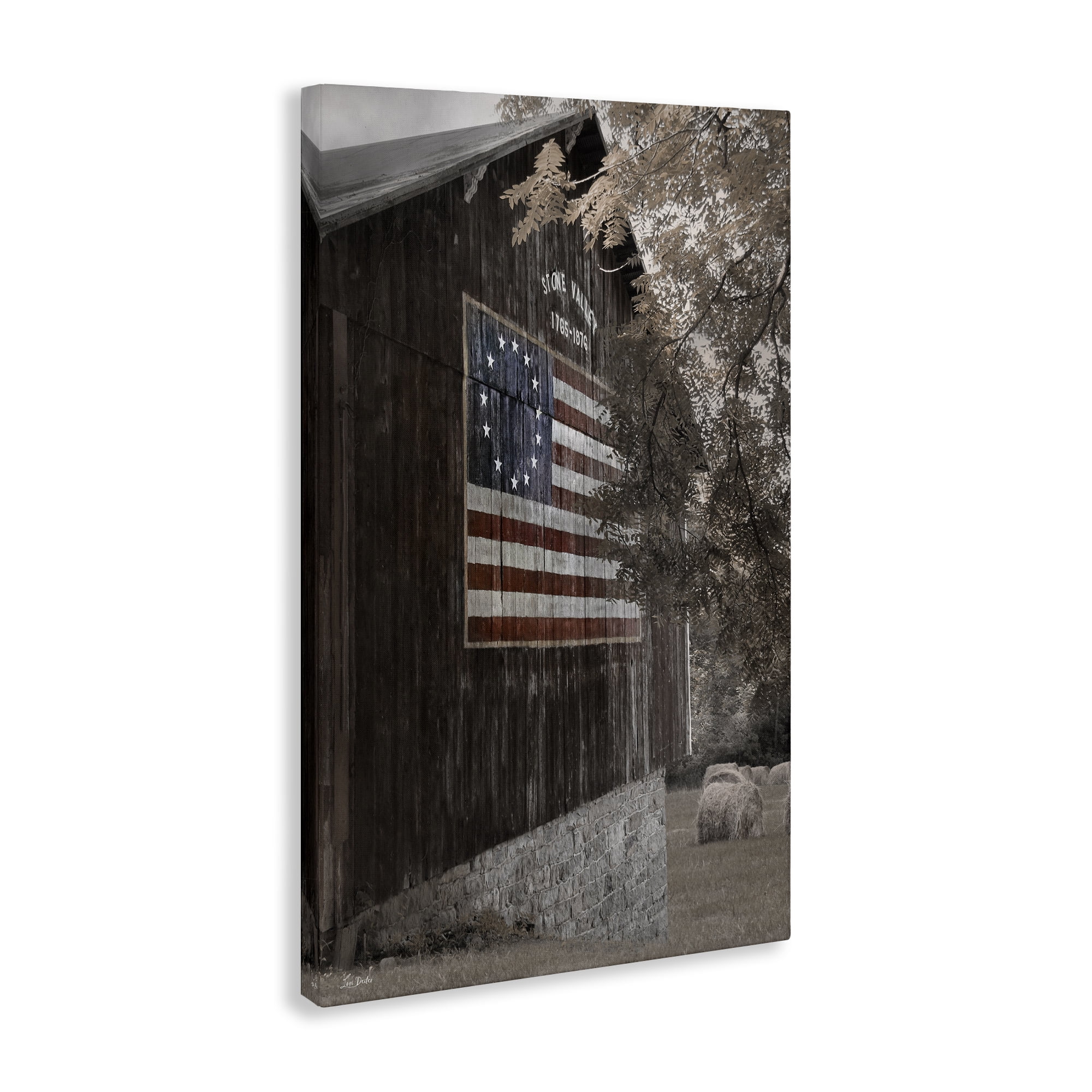 Stupell Industries Colonial Flag on Barn Patriotic Photography Wrapped Canvas Art Print Wall Art, 20 x 30
