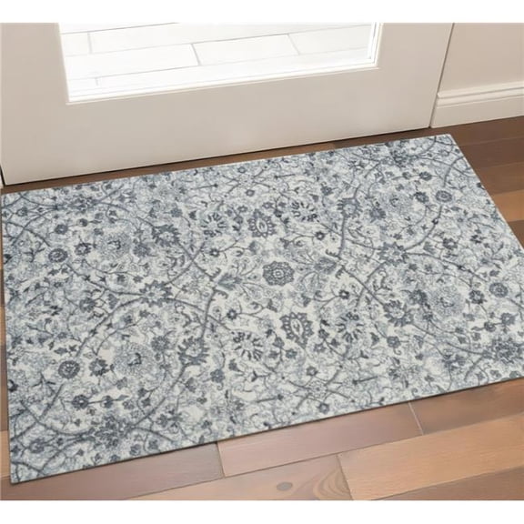 HomeRoots 531826 2 x 3 ft. Charcoal Ivory & Light Blue Oriental Rectangle Area Rug