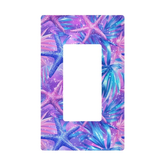 Yayeee Rocker Switch Wall Plate 1-Gang 4.6"x2.9" Home Decorative Outlet Cover, Purple Starfish Pattern