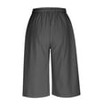 thumbnail image 5 of Weiqiqre Capri Pants for Women Cotton Linen Drawstring Elastic Waist Loose Wide Leg Cropped Pants with Pockets, 5 of 7