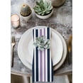 thumbnail image 2 of Navy Blue Purple Striped Cloth Napkins Set of 4 Reusable Dinner Napkins, Modern Minimalist Ombre Lines Cocktail Napkin Washable Table Napkins for Wedding/Holiday Party/Baby Shower 20"x20", 2 of 7