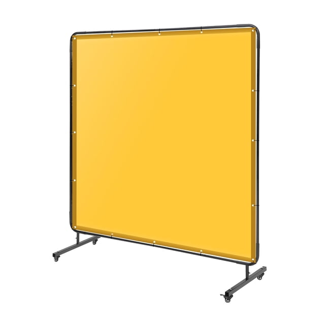 EDTara Rideau de Soudage avec Cadre, Écran en Vinyle Ignifuge Jaune sur Roues, Design Ajustable Offre une Protection de Sécurité Flexible pour Espaces de Travail Industriels