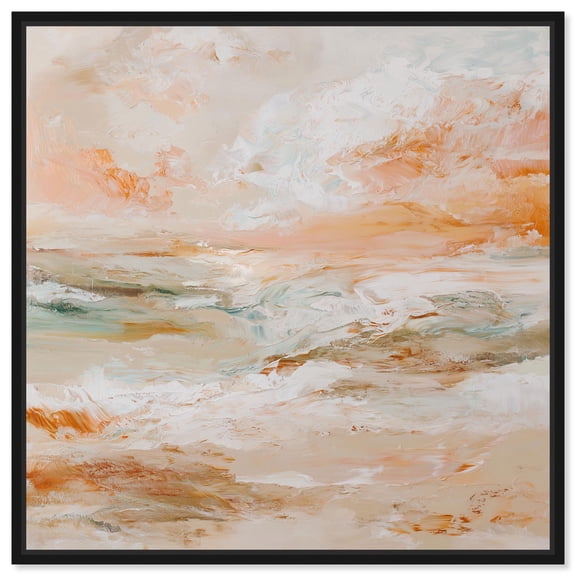 Misty Flats Canvas Print Green Wall Decor by Art Remedy, Black Frame, 12 x 12
