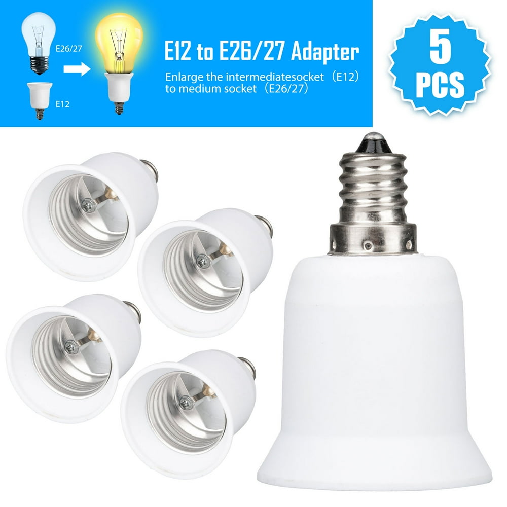 5pack Screw E12 to E26 Adapter Chandelier Light Socket E12 to Medium