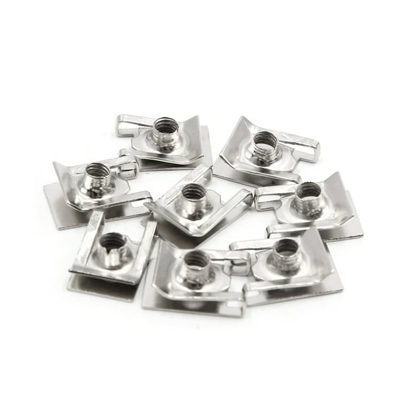 Unique Bargains 8Pcs 6mm Thread Hole Metal Fastener U-Type Clips Retainers Rivets for Car Bumper