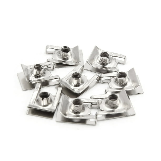 8Pcs 6mm Rosca Grapas de Sujeción de Tornillos de paragolpes Fijador de Metal Tipo U