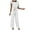 White, variant on YWDJ Jumpsuits for Women Casual Womens Fashion Summer Solid Casual Ruffle Short Sleeve Suspender Jumpsuit Hot Pink L