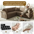 thumbnail image 4 of LLappuil Sectional Sofa, 85" Sectional Couch with Pull Out Sofa Bed King Size, 5 Seat Teddy Sofa Convertible Sofa Bed for Living Room Brown, 4 of 10