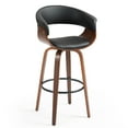 thumbnail image 3 of Set of 2 Aldis Brown Faux Leather Bar Stool with Black Metal Legs and Decorative Zipper, 3 of 7