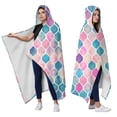 thumbnail image 2 of Wearable Blanket,Multi Color Moroccan Checkered Pattern Hooded Wearable Sherpa Blanket for Adults & Teens,Winter Poncho Shawl Wrap Cape Thick Warm,50"x60", 2 of 5
