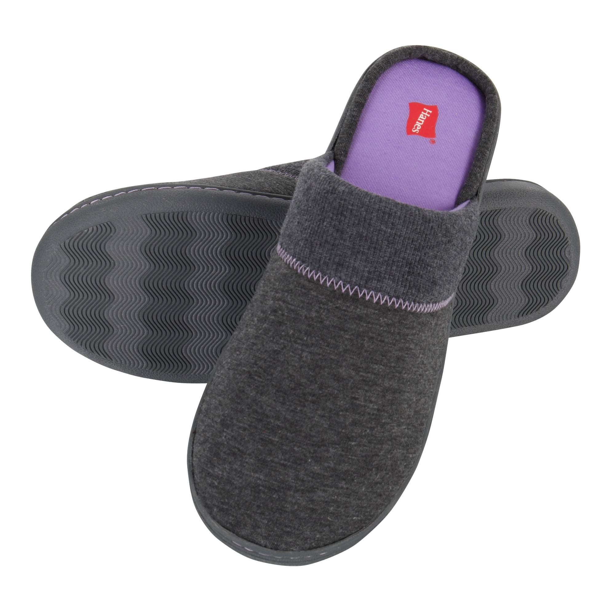 Hanes Womens ComfortSoft Cotton Slip On Scuff Slipper with Memory Foam