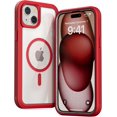 thumbnail image 1 of Pour iPhone 14 Plus/iPhone 15 Plus Étui, Compatible avec MagSafe, Protection Antichoc Robuste, Double Couche Magnétique Transparente pour iPhone 14/15 Plus, Rouge, 1 of 6