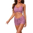 thumbnail image 4 of INSPIRE CHIC Women's Tropical Floral Bikini Sets 2 Piece Adjustable Spagehetti Straps Drawstring Tops BoyShorts Swimwear Bathing Suits Small Wine Red Floral, 4 of 5