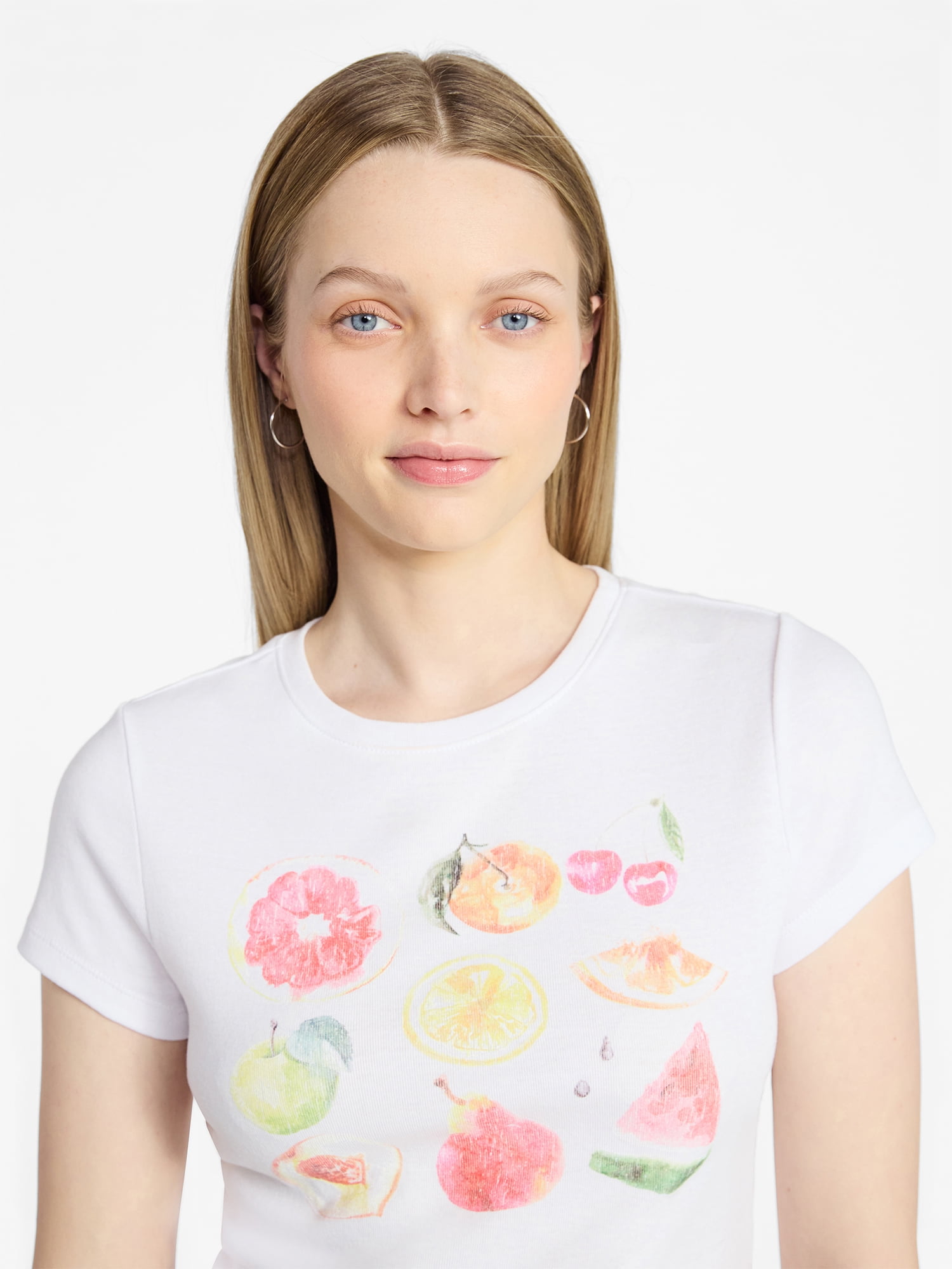 No Boundaries Graphic Baby Tee, Ribbed 100% Cotton, Short Sleeves, Women's XXS-XXL