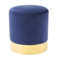 thumbnail image 2 of Inspired Home Violet Ottoman Velour Bleu Marine/ Or, 2 of 6