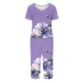 thumbnail image 5 of Jusqu'à 65 % de Réduction sur les Pyjamas Rétro Confortables Iumwxz, Tenues de Bureau pour Femmes, Imprimé Floral, Col en V, Manches Courtes, Taille Élastique, 5 of 5