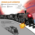 thumbnail image 3 of Metal Alloy Model Train Set, Electric Train Toys with Steam Locomotive, Realistic Train Sound, Lights and Smoke Train Set, 3 of 7