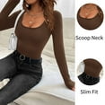 thumbnail image 4 of Weardear Women's 2 Piece Long Sleeve Scoop Neck Tops Slim Fit Tight Tee Warm T Shirt, 4 of 5