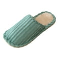 thumbnail image 4 of Womens Mens Scuff Slippers Casual Corduroy House Shoes Furry Lined Indoor Slip on Winter Warm Slides Mint Green Size 6, 4 of 4