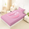 thumbnail image 4 of Feelyou Bow Letter D Twin Sheet Sets for Girls, Pink Stripes Line Bedding, 3 Pieces, 4 of 5