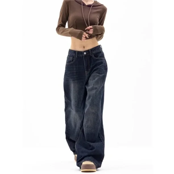 Pantalones vaqueros holgados de cintura alta para mujer, ropa de calle de gran tamaño, pantalones Cargo de pierna ancha, Harajuku y2k, Jeans Mom Vintage, estilo coreano
