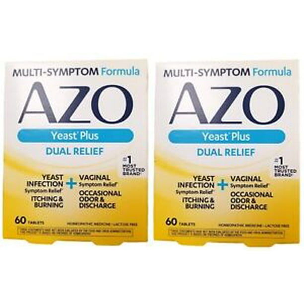 AZO YEAST Infection Treatment & Prevention Tabs 60ct Homeopathic ( 2 pack )