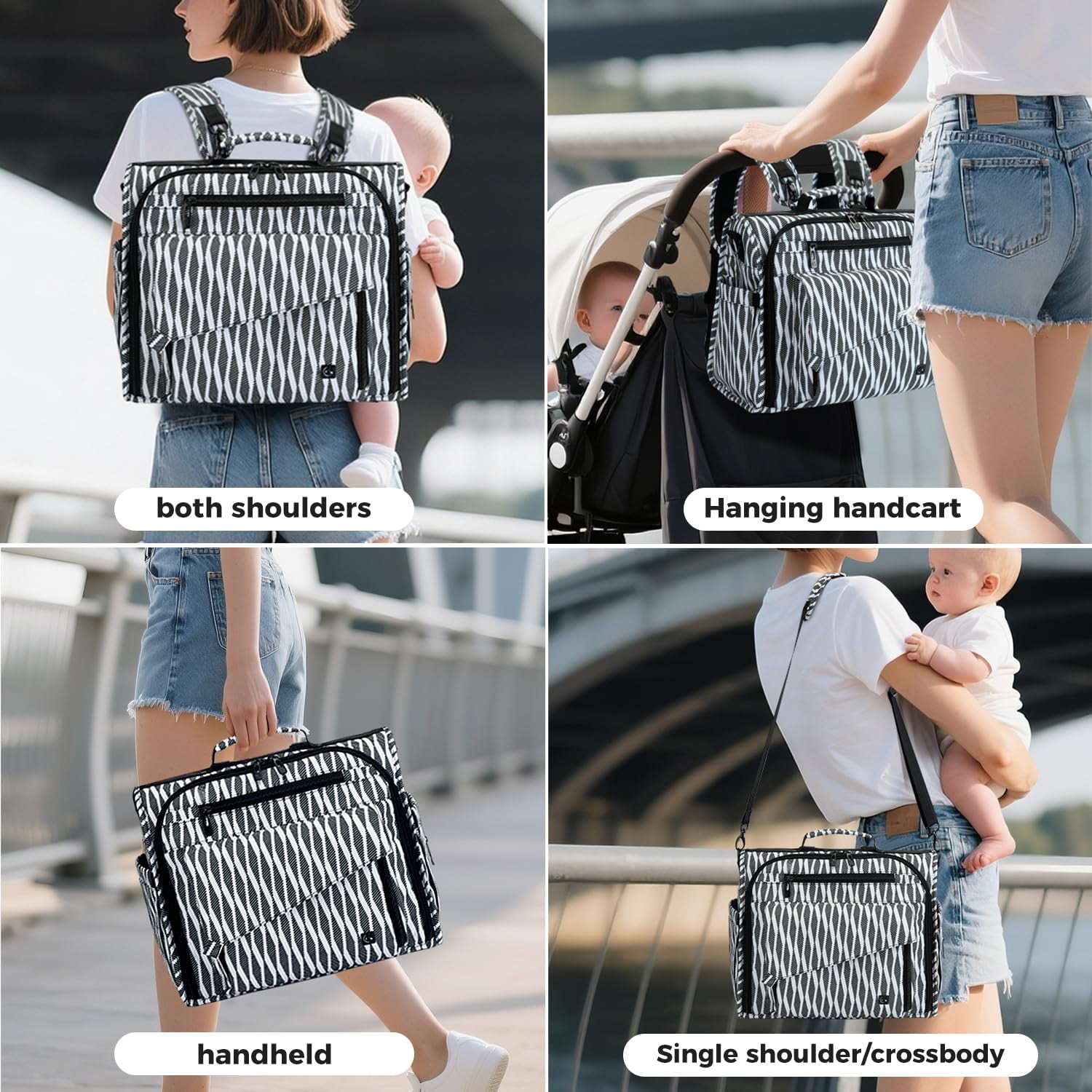 Diaper Bag Large - Convertible Design Converts to Tote Bag, Stroller-Friendly & Waterproof Fabric, Spacious Storage for Baby Essentials
