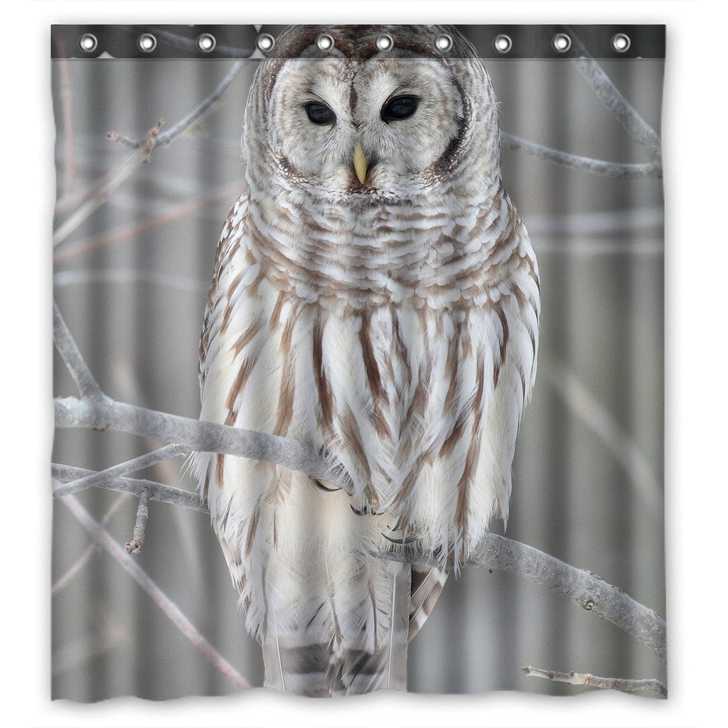 Polyester Fabric Shower Curtain Waterproof Bathroom BathMat Rug Flower Owl Tree