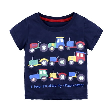 

JDEFEG T Short Toddler Kids Girls Boys Car Cartoon 3D Prints Loose Tops Soft Short Sleeve T Shirt Tee Tops Clothes Blank Tee Boys Sweatshirts Cotton Blends Dark Blue 2