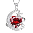 thumbnail image 1 of Juwaliy Collar de Mujer de 13 Mm Moon y Estrella Corazón Piedra de Nacimiento de Enero Dije de Plata Esterlina 925 Planeta Collar Celestial Joyería de Granate Rojo Regalo de Cumpleaños Día de San, 1 of 10