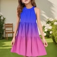 thumbnail image 2 of Abcomgle Summer Dress for Girls 7-8 Casual Halter Neck Sleeveless Midi Dress Gradient A-line Sundresses Summer Swing Dresses 3-4 Years,Purple Pink, 2 of 7