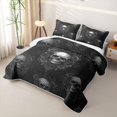 thumbnail image 3 of Castle Fairy Gothic Damask Skull Twin Quilt Set,Ornate Baroque Rose Twin Coverlet Set,Black Gray, 3 of 7