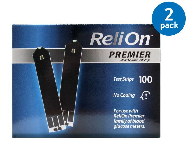 (2 Pack) ReliOn Premier Blood Glucose Test Strips, 100 Ct (2 pack)