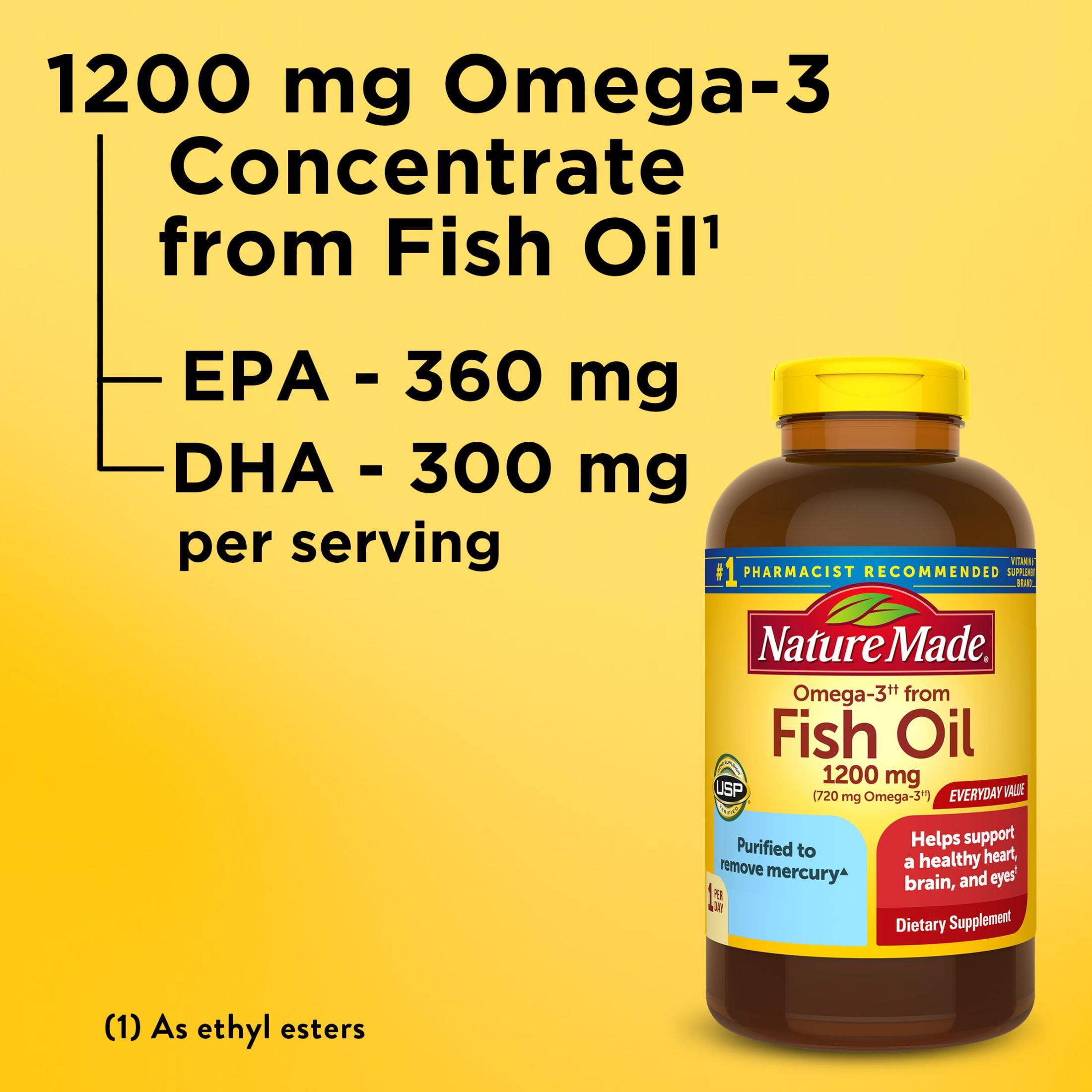 pack) Nature Made Omega Fish Oil 1200mg One per Day Softgels