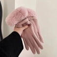 thumbnail image 2 of Gloves women's winter high-grade wool wool gloves thickened sweet riding gloves driving touch screen gloves, 2 of 5