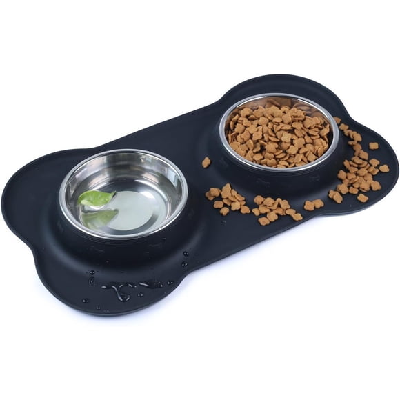 Cuencos Para Perros Pet Deluxe, Cuencos De Acero Inoxidable Con Alfombrilla De Silicona Antideslizante Sin Derrames, 24 Oz, 48 Oz, Juego De Cuencos Para Comida Y Agua Para Perros, Comedero Para Perros